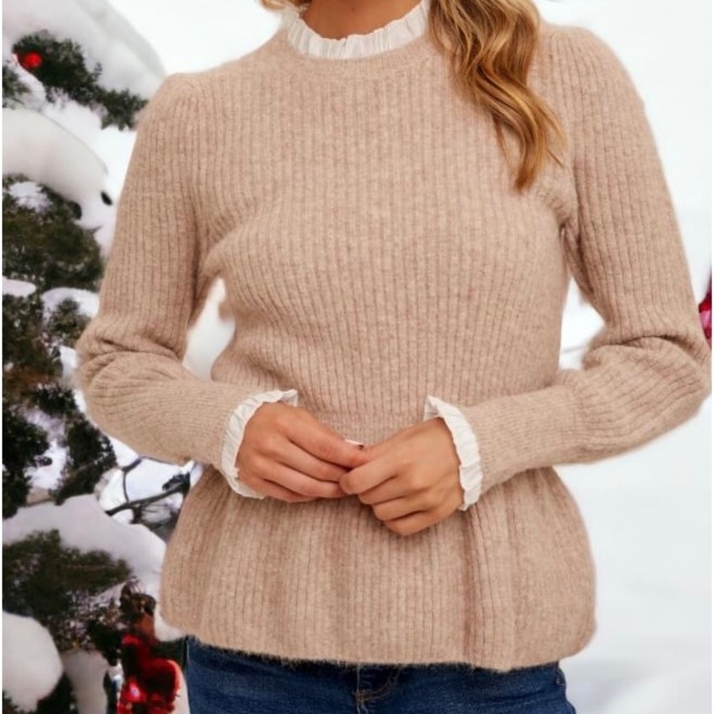 Hem & Thread Peplum Knit Sweater Size: Medium